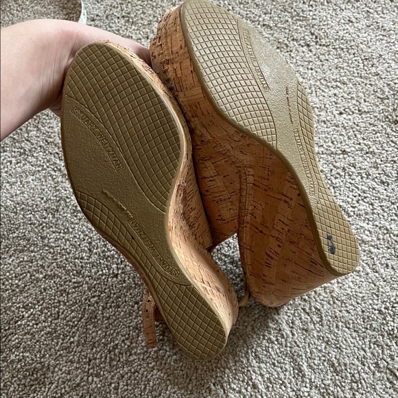 Stuart Weitzman Cork Wedge ls Peep-Toe Sandals size 2 wedges sling backs shoes - Picture 5 of 7